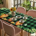 thumbnail image 3 of St. Patrick's Day Table Cloths for 8 Foot Rectangle Tables, Cute Gnomes Lucky Shamrocks Green Black Plaid Patio Waterproof Elastic Fitted Tablecloths, Washable Rectangular Table Cover for Camping, 3 of 8