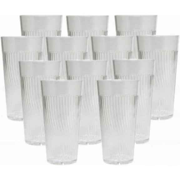 TrueCraftware- Set of 12 Belize 16 oz. Tumbler/Drinking Cups Clear Polycarbonate-Premium Iced Tea Glasses Stackable Reusable Dishwasher Safe Break-Resistant for Home and Restaurants