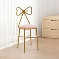 thumbnail image 4 of TOOL1SHOoo 30.7" Vanity Stool Metal Bow Tie Makeup Chair Velvet Sitting Stool w/ Backrest for Girls' Bedroom Pink, 4 of 8