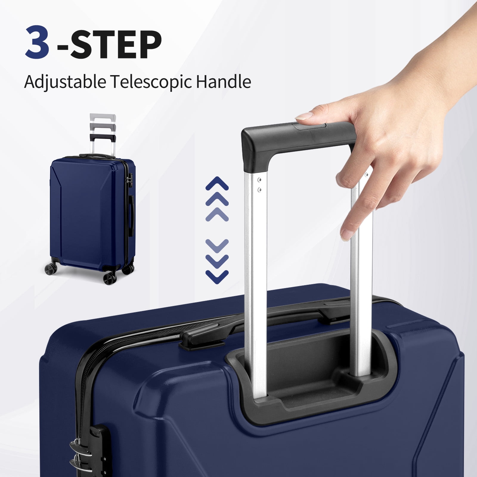 Zimtown 3-Piece Luggage Set with 8 Packing Cubes, Hard Shell Suitcases with Spinner Wheels TSA Lock, Blue