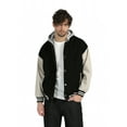 thumbnail image 3 of 1PA1 Men/Women Varsity Jacket Casual Bomber Jacket Hooded Baseball Jacket,Black,M, 3 of 14