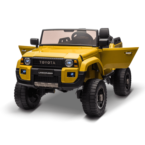 24V Ride On Car, Licensed Toyota Electric Truck Car, Battery Powered Electric Vehicle w/Remote Control, 2 Seater, 4 Shock Absorbers, Shovel, Music, Lights for Boys, Yellow
