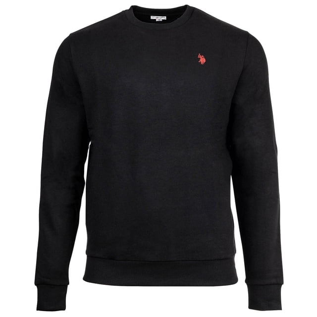 U.S. POLO ASSN. Sudadera para hombre - Felpa cepillada, cuello redondo, logotipo, mezcla de algodón Negro 3XL (XXX-Large)