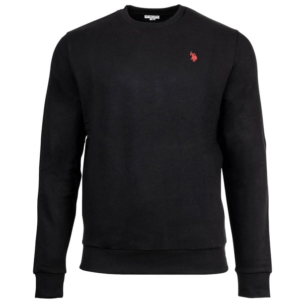 U.S. POLO ASSN. Sudadera para hombre - Felpa cepillada, cuello redondo, logotipo, mezcla de algodón Negro 2XL (XX-Large)