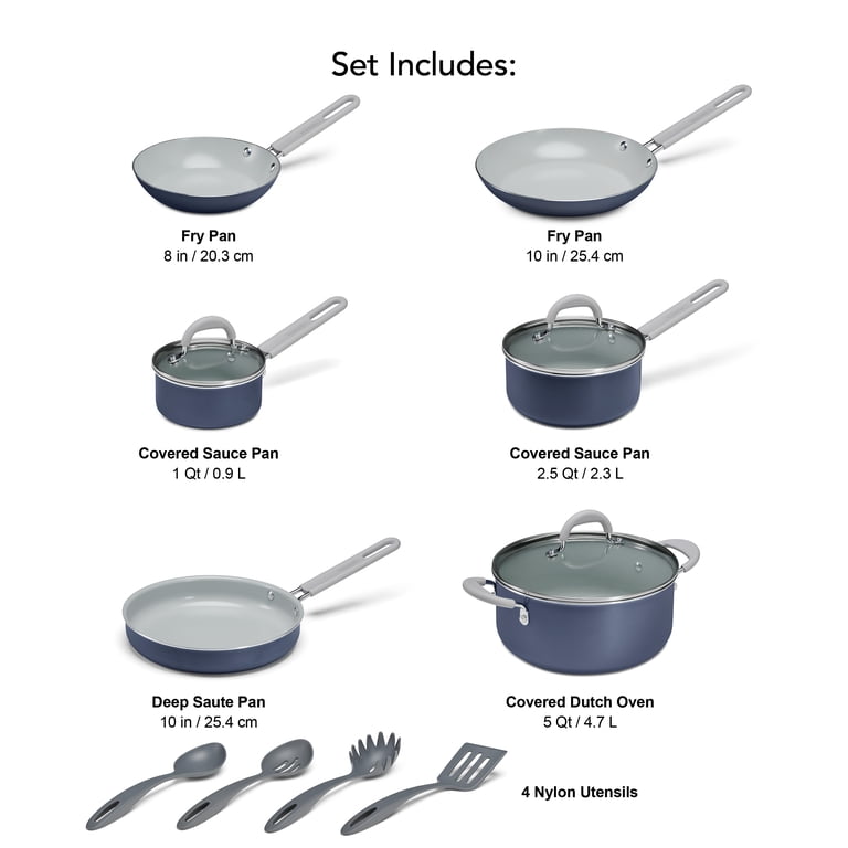 Tramontina 13-Piece Ceramic Cookware Set, Everyday Collection