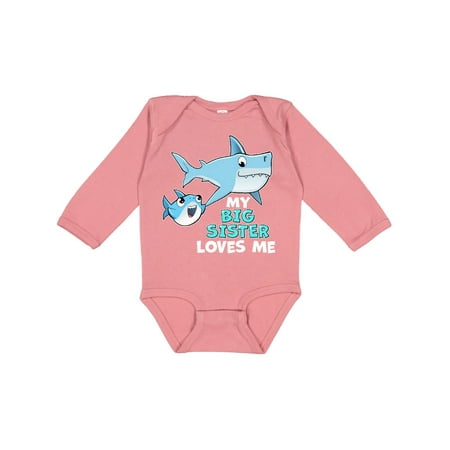

Inktastic My Big Sister Loves Me with Cute Sharks Boys or Girls Long Sleeve Baby Bodysuit