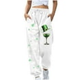 thumbnail image 3 of QATAINLAV St. Patrick's Day Pants for Women Casual Drawstring Waist Jogger Sweatpants Loose Cinch Bottom Trousers with Pockets, White, XL, 3 of 6