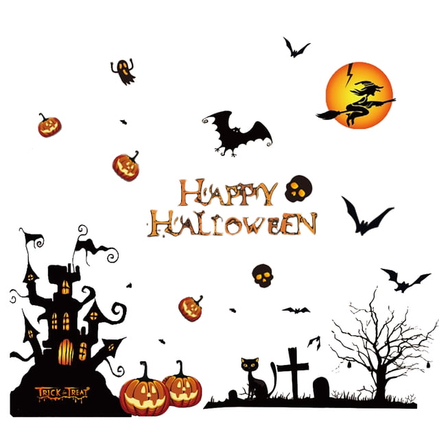 Halloween Wall Sticker DIY Static Bat Wall Decal Ghost Wall Sticker Window Cling