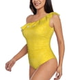 thumbnail image 2 of Gaeub Yellow Glitter Women's One Shoulder Ruffle Tummy Control Swimwear for Swimming Surfing Beach Party - X-Large, 2 of 8
