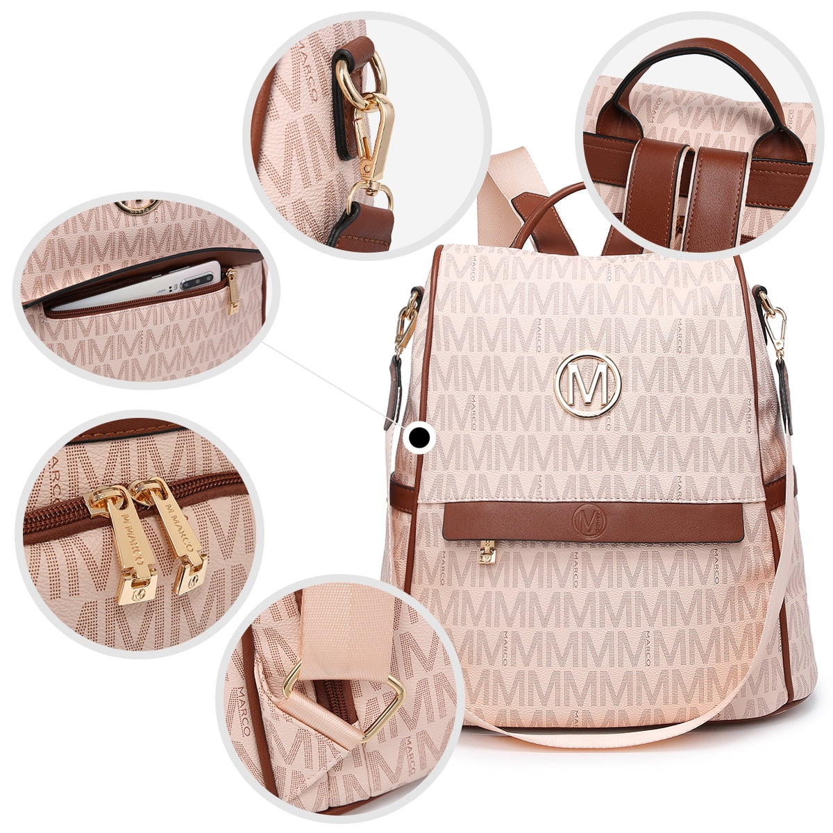 MKP Woman Leather Backpacks Handbags Anti-theft Travel School Books Bag Lady Shoulder Purse