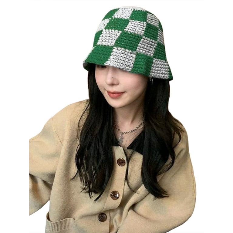 New Star Bucket Hats for Women Plaid Spring and Summer Sunshade