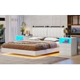 thumbnail image 4 of White Nightstand with Charging Station & LED Lights, Modern End Side Table Storage Cabinet with 2 Drawers, Bedside Table for Bedroom Living Room, 4 of 8