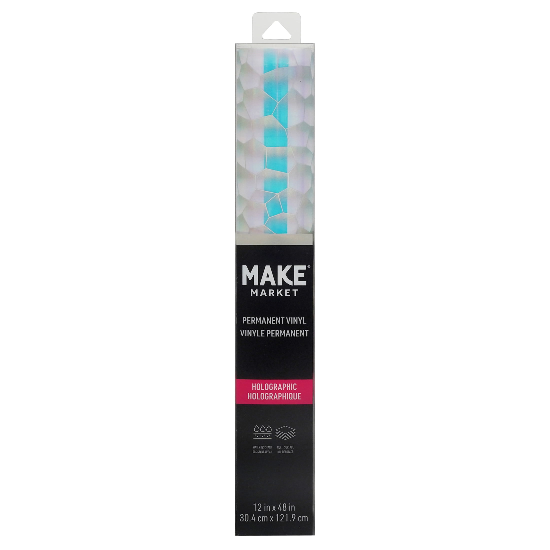 Holographic Scales Permanent Vinyl Rolls by Make Market – 12" x 48" - Water-Resistant Adhesive Vinyl for Smooth Surfaces & DIY Crafts - 12 Pack
