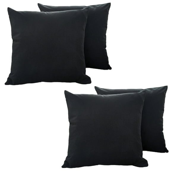 Pack of 4 Couch Throw Pillow Covers 18x18 Inch Soft Decorative Pillow Covers Farmhouse Boho Cushion Covers for Mid Century Modern Home Decor Sofa Bedroom Living Room，Quiet Black