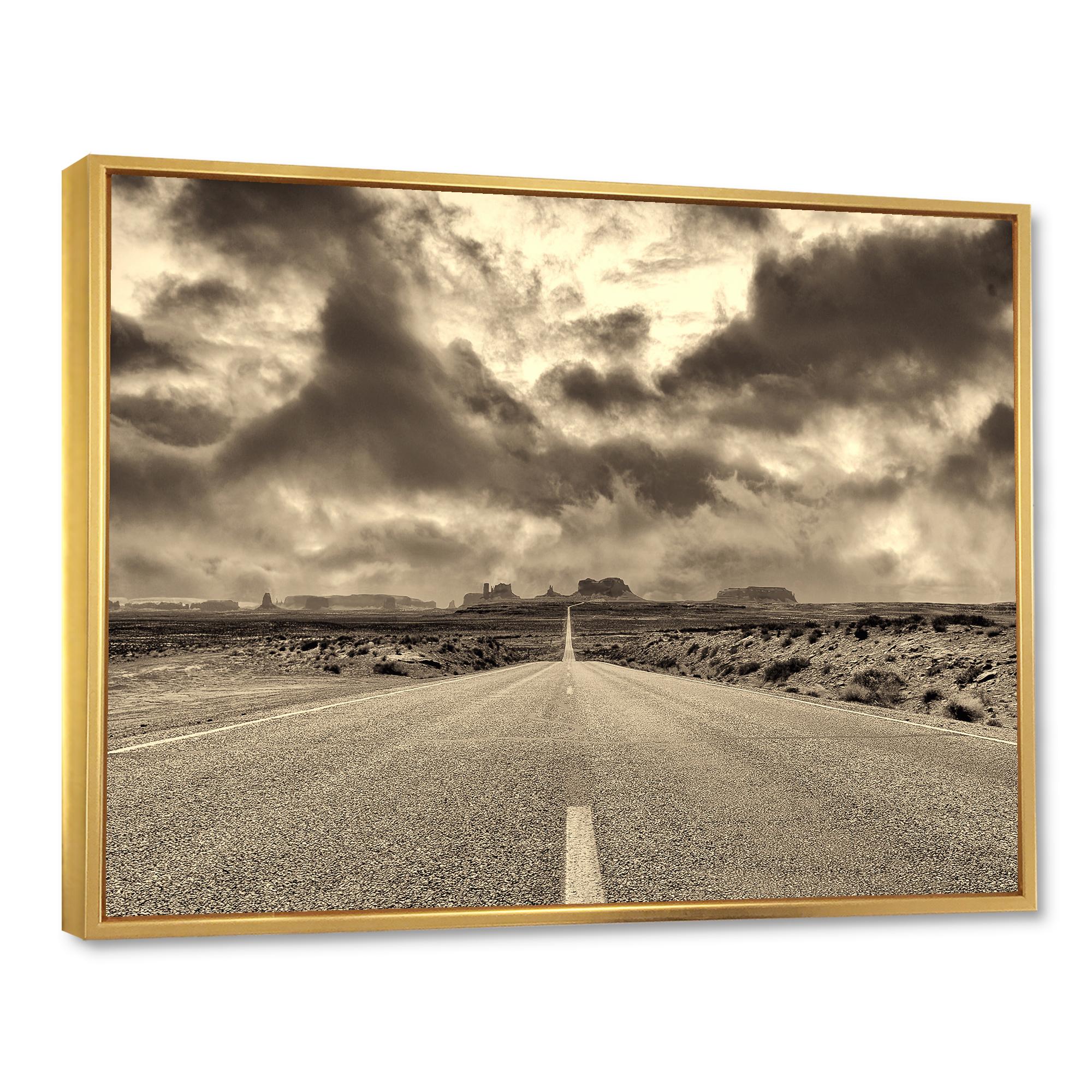 Designart 'The Straight Road To Monument Valley' Traditional Framed Canvas Wall Art Print
