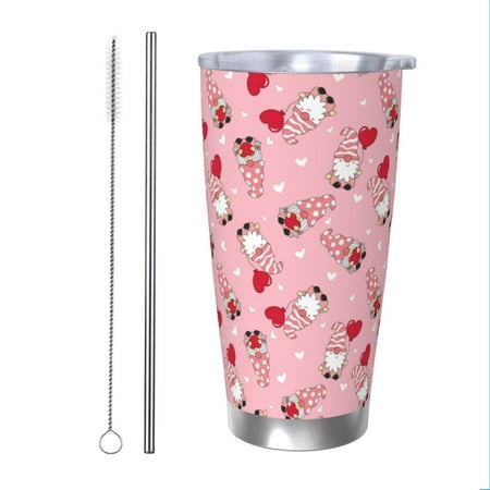 

Bingfone Gnome With Heart for 20 Oz Stainless Steel Travel Mug Double Wall Water Coffee Cup for Home Office Outdoor Works Great for Ice Drinks and Hot Beverage-Straw Two-piece Set
