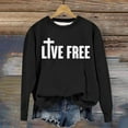 thumbnail image 5 of Live Free Sweatshirts for Women Freedom Letter Print Classic Fit Pullover Long Sleeve Crew Neck Lightweight Tops, 5 of 5