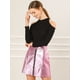 thumbnail image 4 of INSPIRE CHIC Mini faldas metálicas de cintura alta con cremallera frontal Aline para mujer Rosa S, 4 of 6