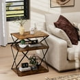thumbnail image 2 of 3-Tier End Table Small Side Table Tall Bedside Night Stand with Storage Sofa Side desks for Living Room Bedroom Office Bathroom Small Space Rustic Brown ET-04RB, 2 of 7