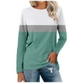 thumbnail image 1 of WEAIXIMIUNG Hauts Quotidiens pour Femmes Imprimé Manches Longues Confortable Blouse à Blocs de Couleur Tunique Décontractée Manches Longues Col Rond Pull Chemises, 1 of 5