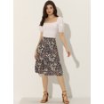 thumbnail image 3 of Falda Midi Fluida Con Cintura Elástica Y Volantes Con Estampado Floral Para Mujer Negro Floral M, 3 of 5