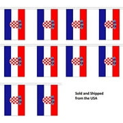 10' Croatia String Flag Party Bunting Has 10 Croatian 6"x9" Polyester Banner Flags Attached, Popular For School Classroom, Bars, Restaurants, World Cup Theme Parties