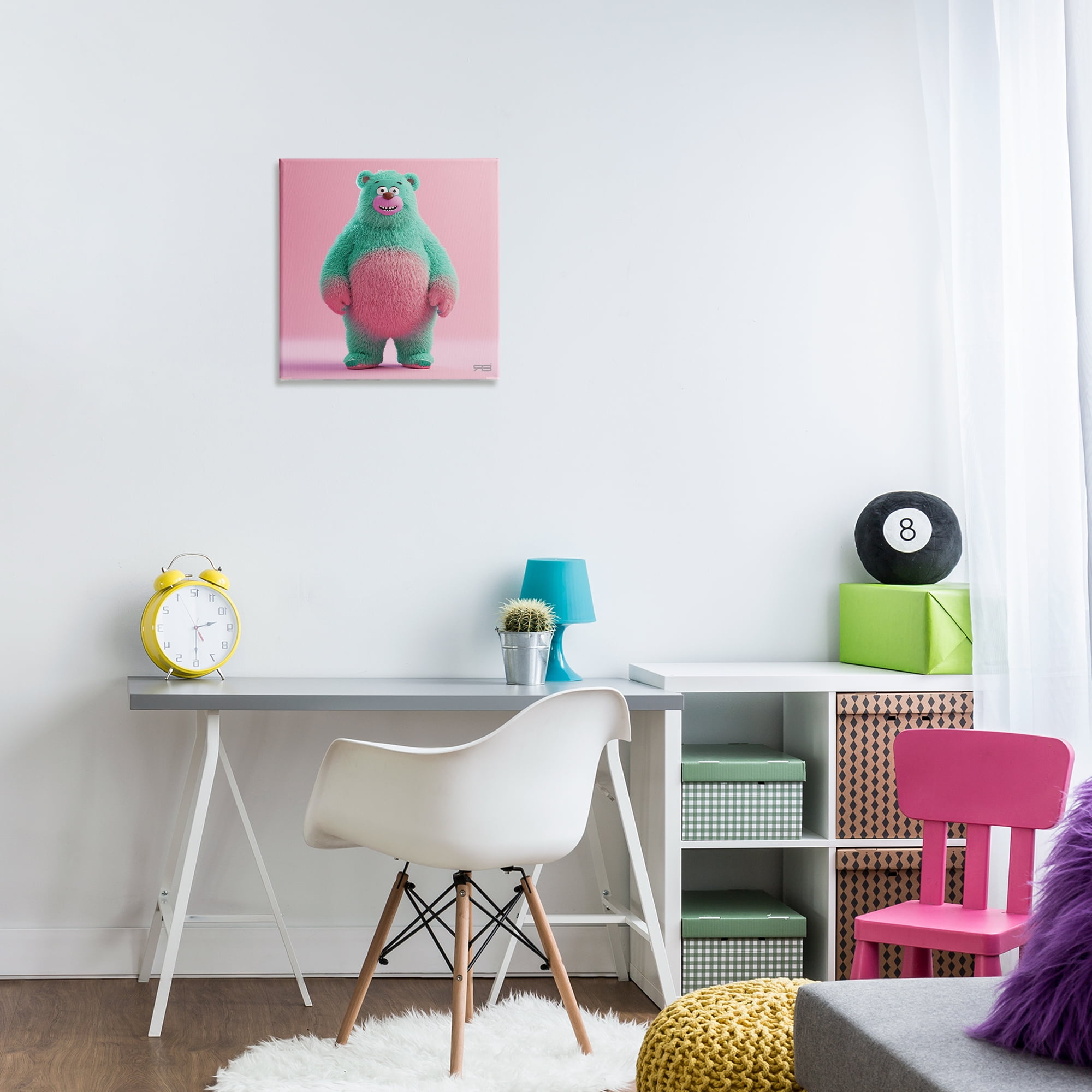 Stupell Industries Smiling Green Bear Animals Painting Wrapped Canvas Art Print Wall Art, 17 x 17
