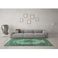 thumbnail image 3 of Ahgly Company Machine Washable Indoor Rectangle Medallion Turquoise Blue Traditional Area Rugs, 5' x 7', 3 of 4