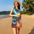 thumbnail image 3 of Fotbe Blue Dragon And White Tiger Vestido de Verano sin Mangas para Mujer – Vestido Midi Línea A, Estilo Camiseta Floral, Vestido Playero Casual y Fluido, 3 of 7