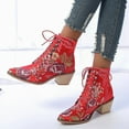 thumbnail image 5 of IUJSOY Ankle Boots for Women Elegant Floral Embroidery Chunky Heel Lace up Dress Short Booties, 5 of 5