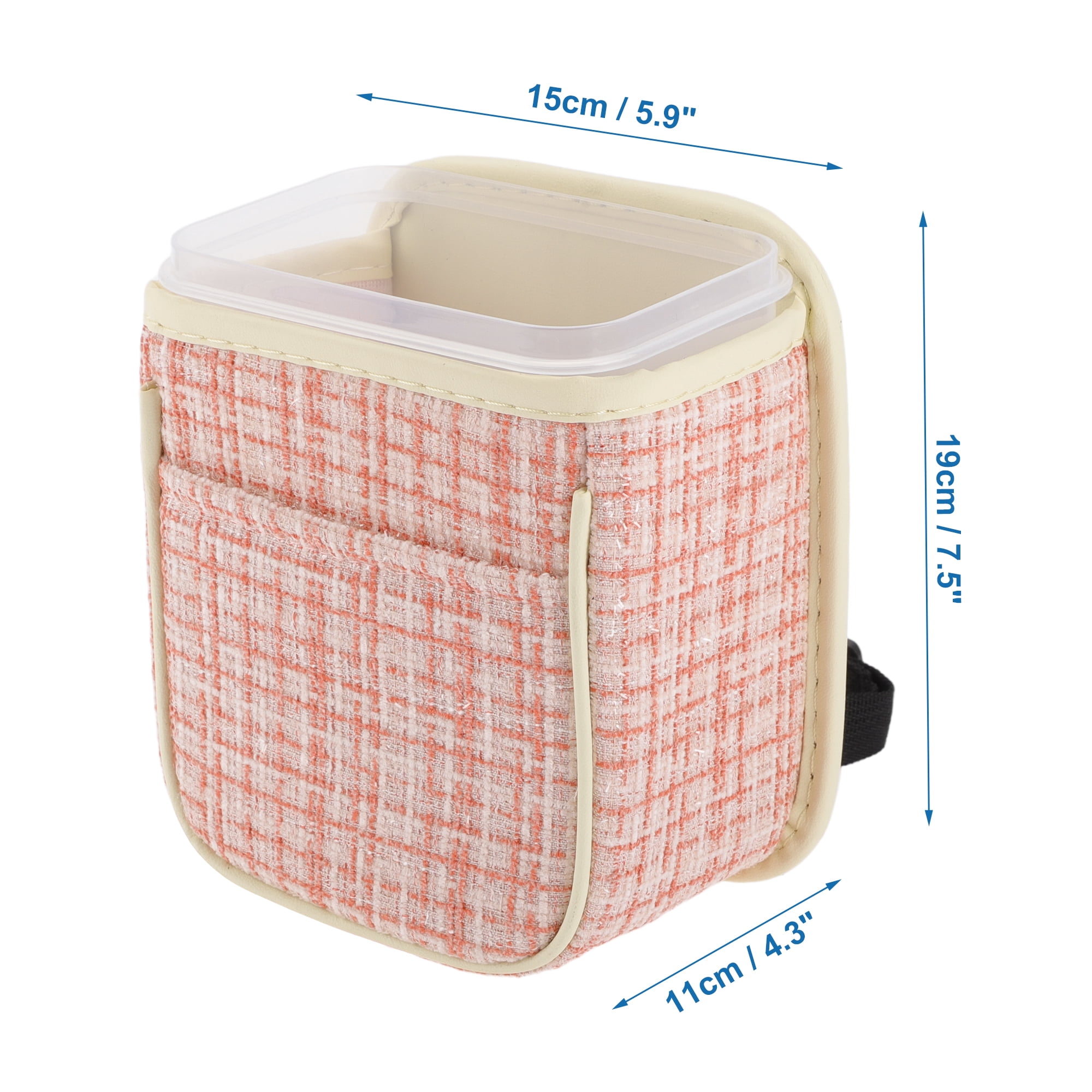 Unique Bargains Car Trash Can Hanging 5.9x4.3x7.5in Bin Fabric 1 Pcs Pink