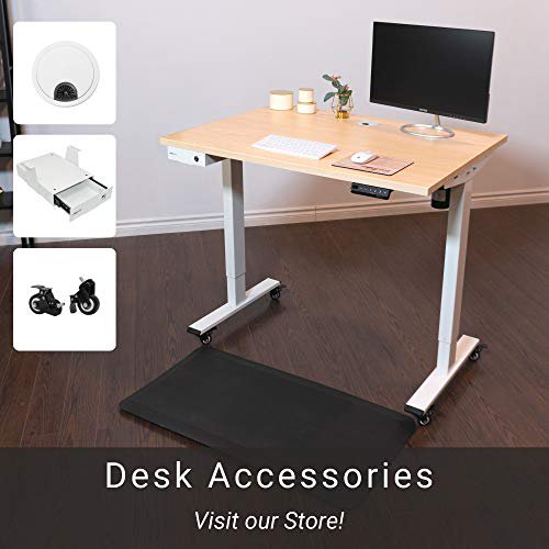 Progressive Desk Bureau Debout 42x30, Bureau d'Ordinateur de Bureau à Domicile à Hauteur Réglable Électrique. Compatible avec les Roues - Blanc Chaud/noir