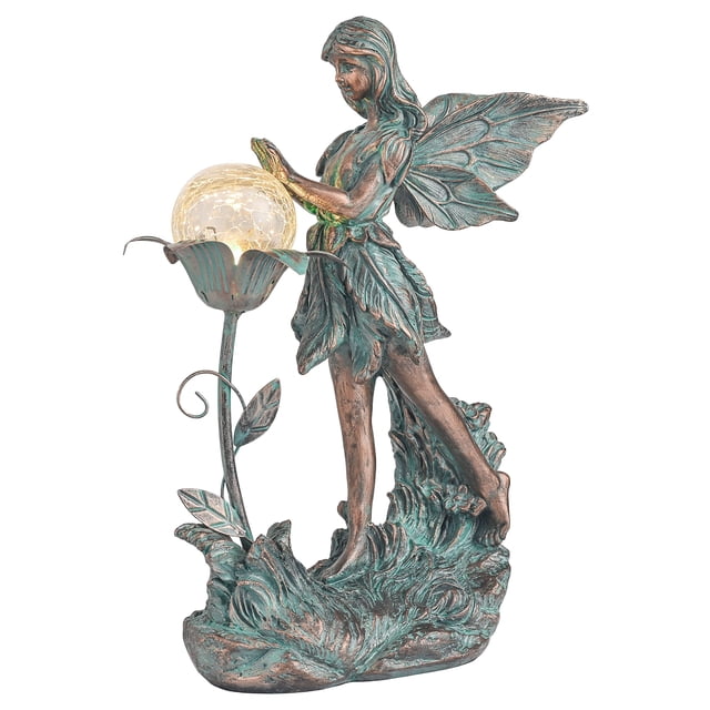 Estatua de jardín TERESA'S COLLECTIONS Fairy con cristal craquelado
