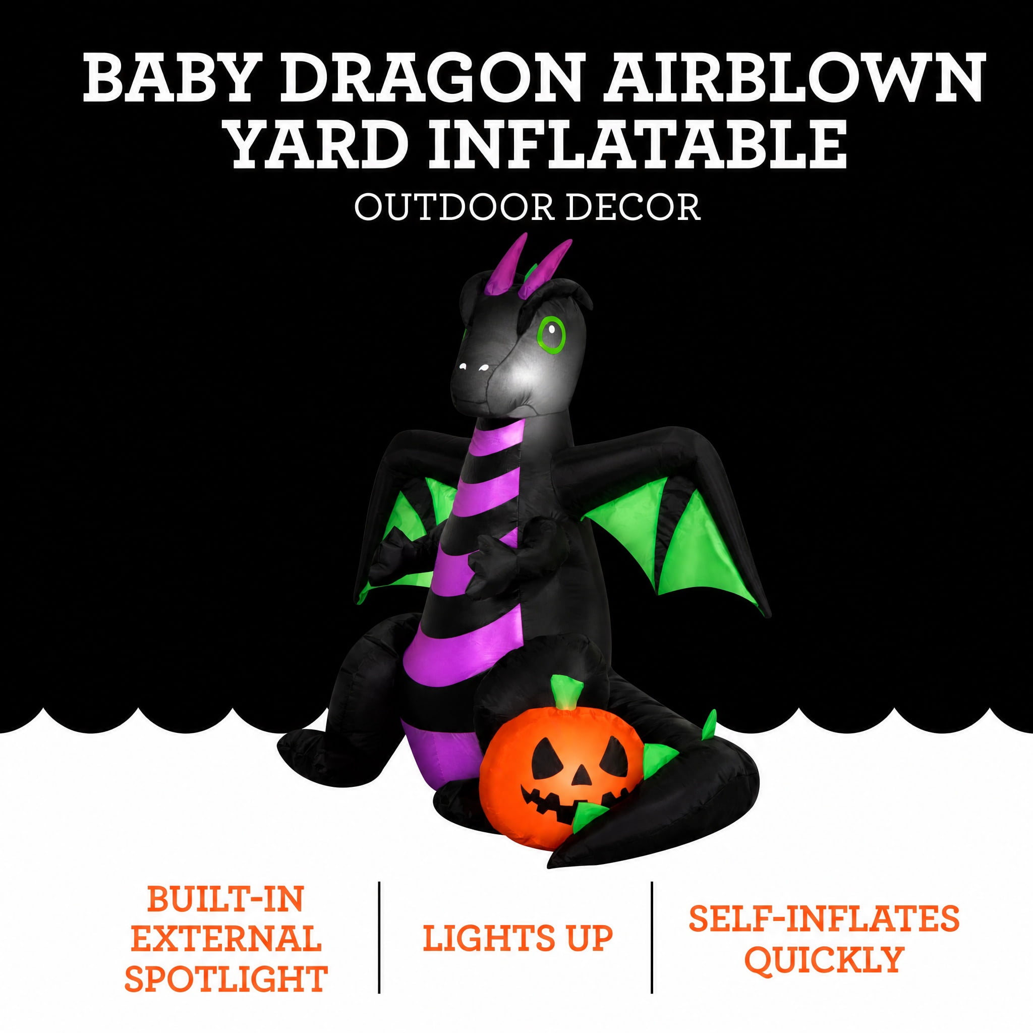 Baby Dragon Airblown Yard Inflatable, Multicolor, 3.5', Halloween by Way To Celebrate