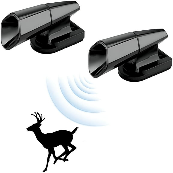 MELIVO Pack of 2 Deer Whistles Wild Animal Warning Devices for Cars Car Animal Warning Whistle Horn ABS Deer Sounder Ultrasonic Animal Repeller for Car Adhesive Animal Warning Device