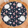 thumbnail image 2 of Dark Blue Ballerina Swan Pattern Round Fitted Tablecloth with Elastic Edge,Dining Table Cover Waterproof,Outdoor Round Tablecloth for Camping,Dining,Indoor and Outdoor, 2 of 7