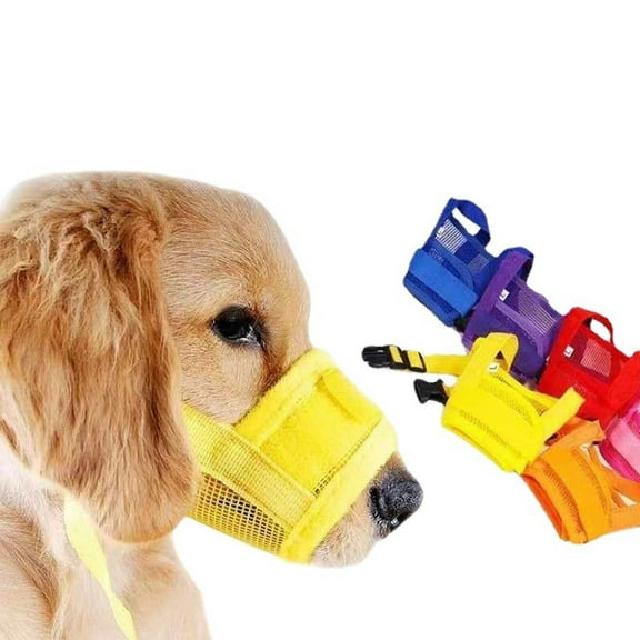 GASTROPOD Dog Muzzle,Adjustable Breathable Anti-Biting and Chewing Mesh Muzzle for Medium to Large Dogs,Yellow
