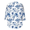 thumbnail image 5 of Womens Crew Neck Shirts 3/4 Sleeve Blouses Tunics Top Floral Printed Shirts Fashion 2026 Basic Tops Going Out Outfits Y2K Clothes, 5 of 7
