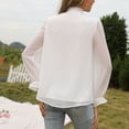thumbnail image 4 of Blusas sueltas de manga larga con cuello en V de encaje de Color sólido clásico para mujer Pompotops FGAJ14939, 4 of 9