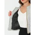thumbnail image 5 of INSPIRE CHIC Women's Plaid Tweed Blazer Long Sleeve Open Front Work Office Short Jacket Large White, 5 of 5