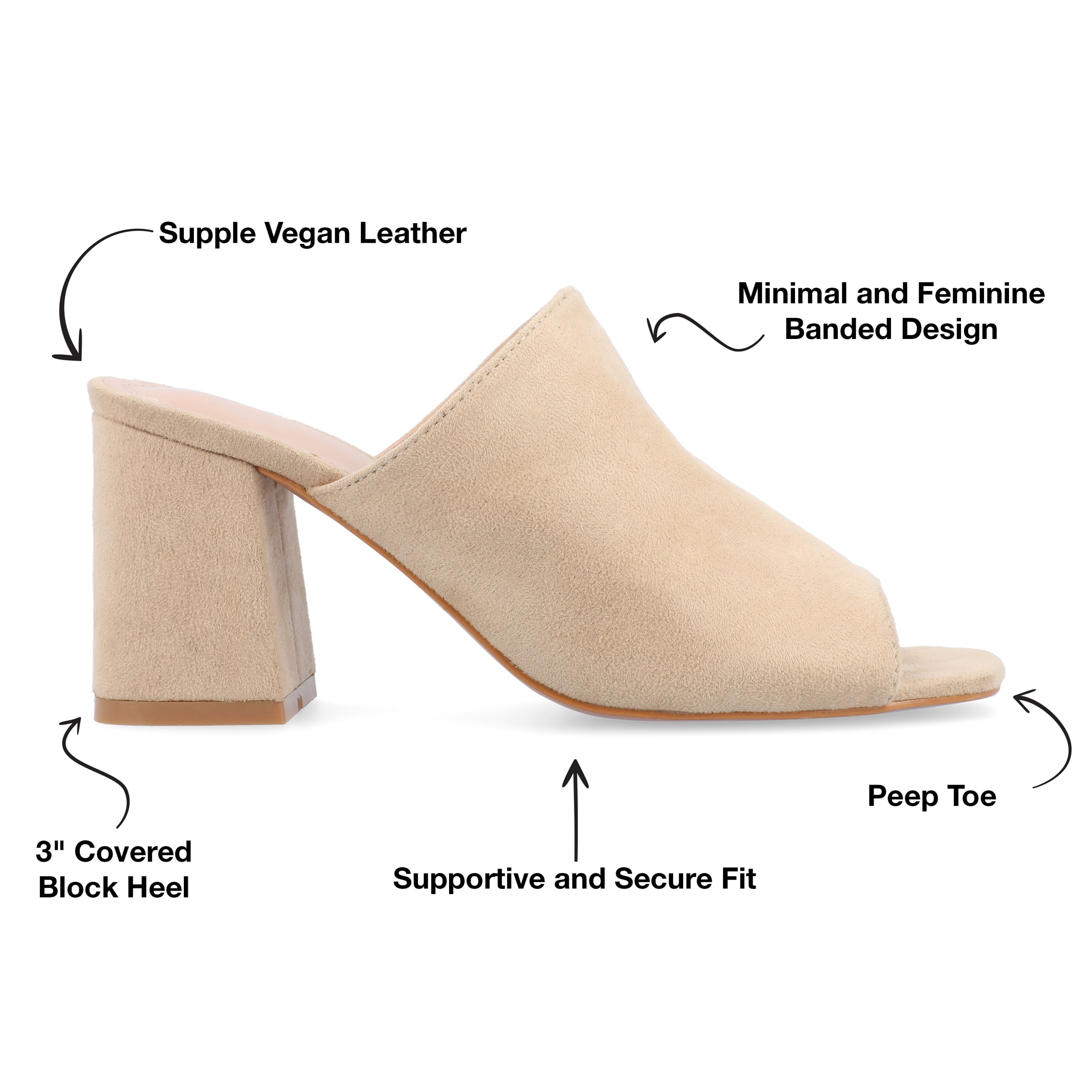 Journee Womens Adelaide Peep Toe Slip On Block Heel Sandals, Widths Available