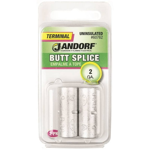 Jandorf 60762 Butt Splice Connector, 2 AWG Wire, Copper Contact