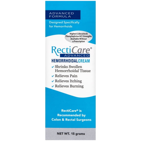 RectiCare Advanced Hemorrhoidal Cream, with Lidocaine & Phenylephrine HCI, 15 Grams