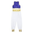 thumbnail image 3 of iiniim Boys Silky Waistcoat Top with Harem Dance Pants for Arabian Prince Street Show Dark Purple 6, 3 of 7