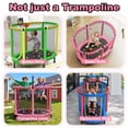 thumbnail image 4 of Toddler Trampoline with Enclosure Net, 60" Kids Trampoline with Basketball Hoop, SHINPT Indoor Trampoline for Kids, Small Trampoline with Ocean Balls, Mini Trampoline with Rings, Gift for Boys Girls, 4 of 12