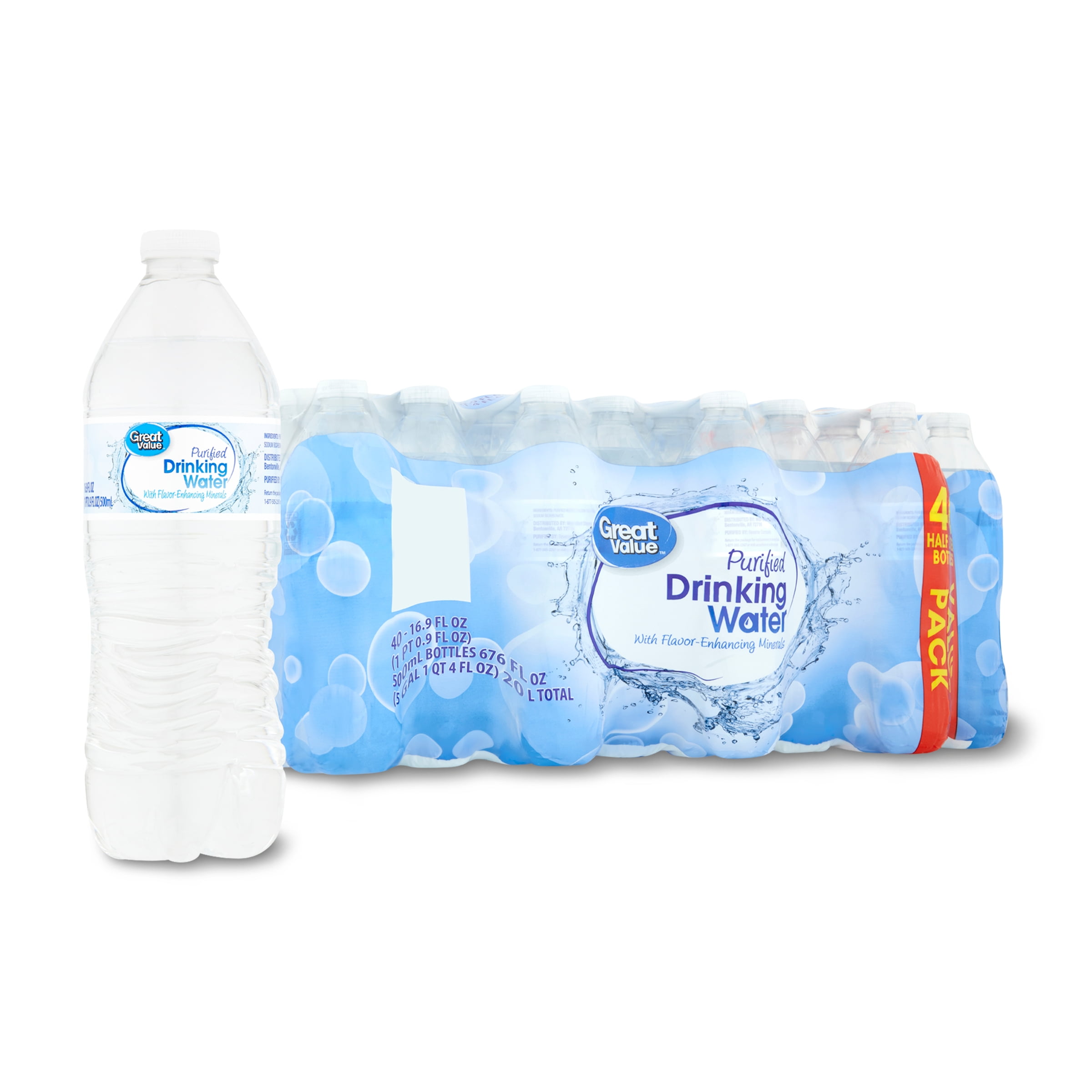 Great Value Purified Drinking Water 16 9 Fl Oz 40 Count Bottles 