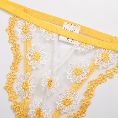 

nsendm Appeal Sleepwear Steel Sexy Fashion Flower Lingerie Underwear Pajamas Ring Garter Lace Lace Kitchen Curtains 3 Piece Set Underwear Yellow XX-Large
