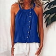 thumbnail image 5 of cocolona Summer Halter Tank Tops for Women Sleeveless Button Pleated Shirts Casual Trendy Solid Color Blouses, 5 of 5