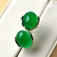 thumbnail image 3 of UDIYO Fashion Women Natural Green Agate Stone Inlaid Plated&nbsp;Stud Earrings Jewelry Gift, 3 of 6