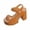 Brown, variant on TAGOLD Women's Sandals,Women's Fashionable Casual Summer Solid Color Mouth Head Style High Heels Slippers
